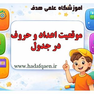 موقعیت اعداد و حروف در جدول